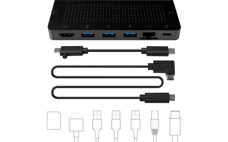 Twelve South StayGo | USB-C Hub for Type C MacBooks, Laptops and iPad Pro with included 1 meter desktop cable + stowable travel cable for Home, Off...