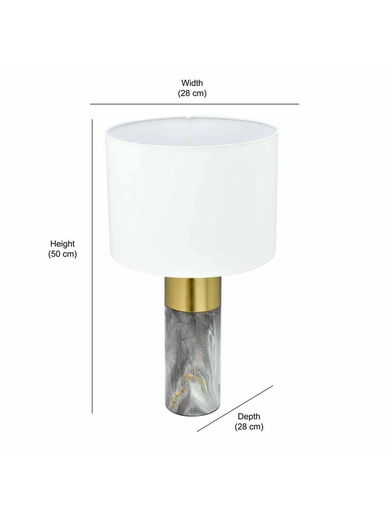 @Home Grey Metal Cylindrical Base Table Lamp