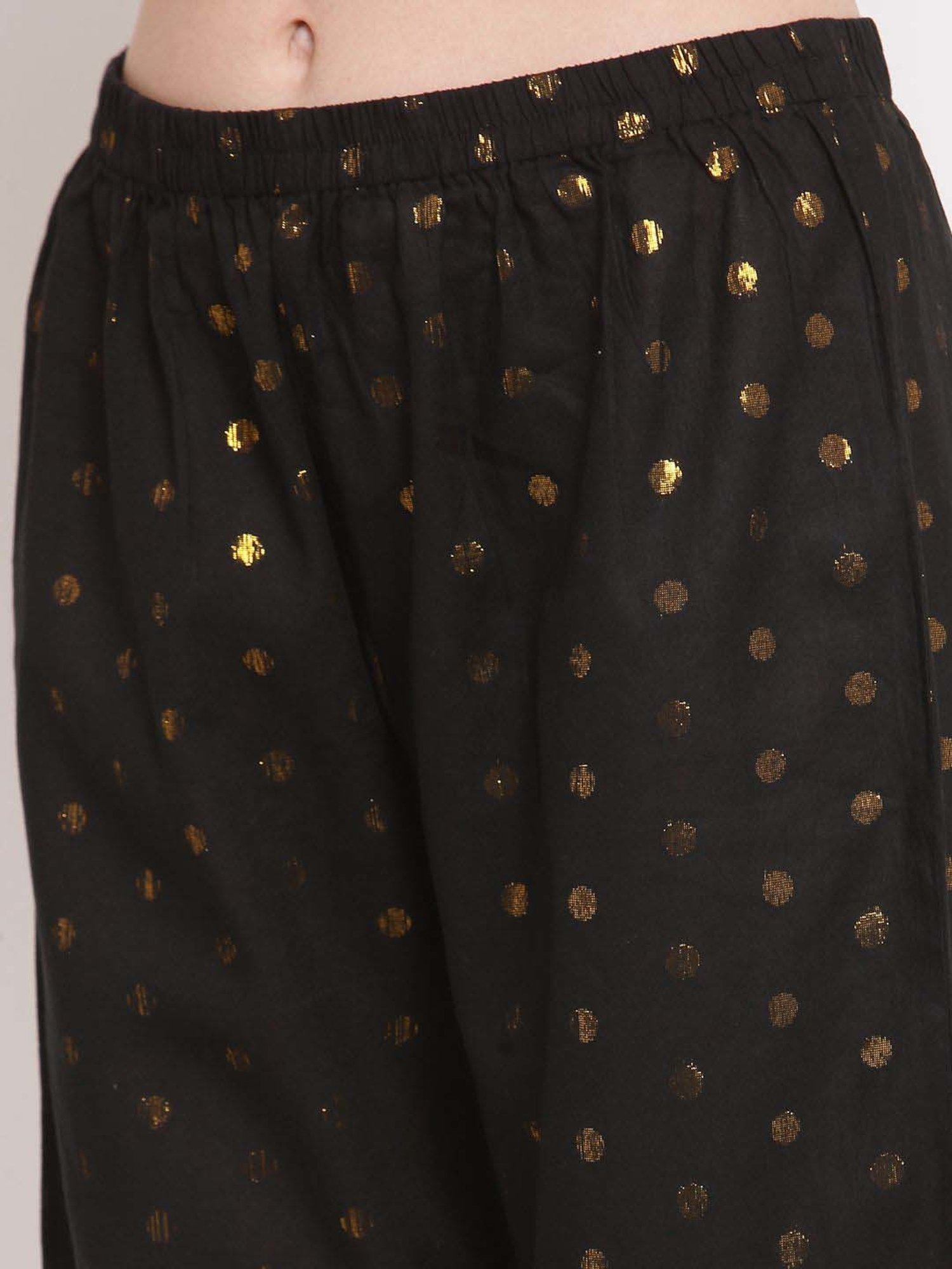 DART STUDIO Black Cotton Embroidered Kurta Palazzo Set