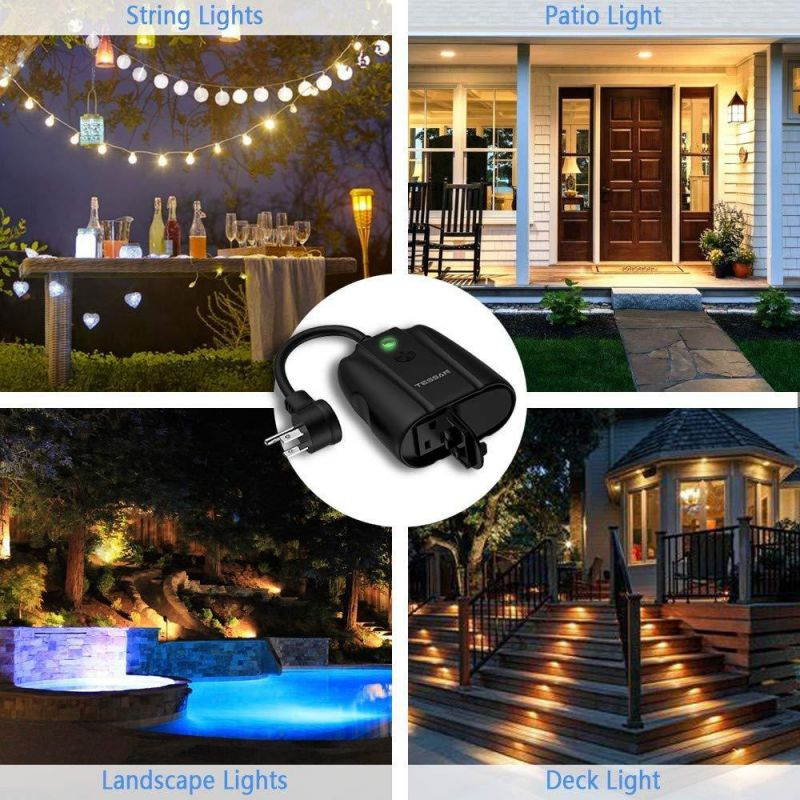 TESSAN Outdoor Smart Plug Bundle Include 1x WiFi Smart Plug 3-Outlet and 1x WiFi Smart Plug 2-Outlet Work with Alexa Echo Google Home