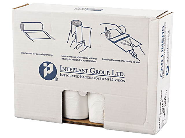 Inteplast Group VALH4348N16 High-Density Can Liner, 43 x 46, 60gal, 16mic, Clear, 25/Roll, 8 Rolls/Carton, 1 Carton
