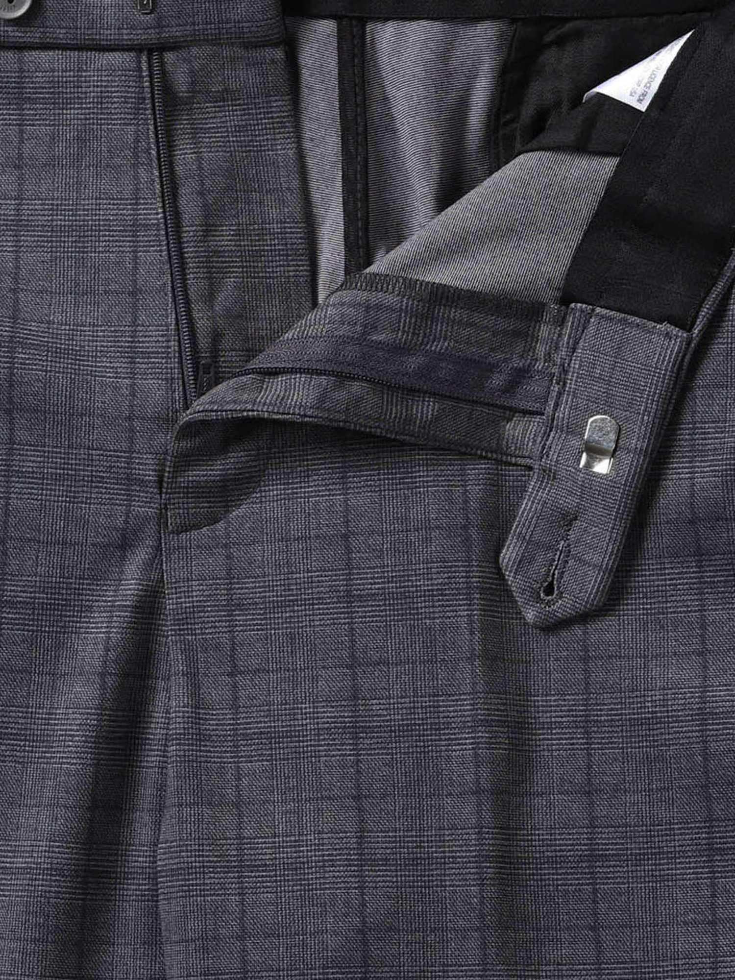 Van Heusen Warm Grey Regular Fit Checks Trousers