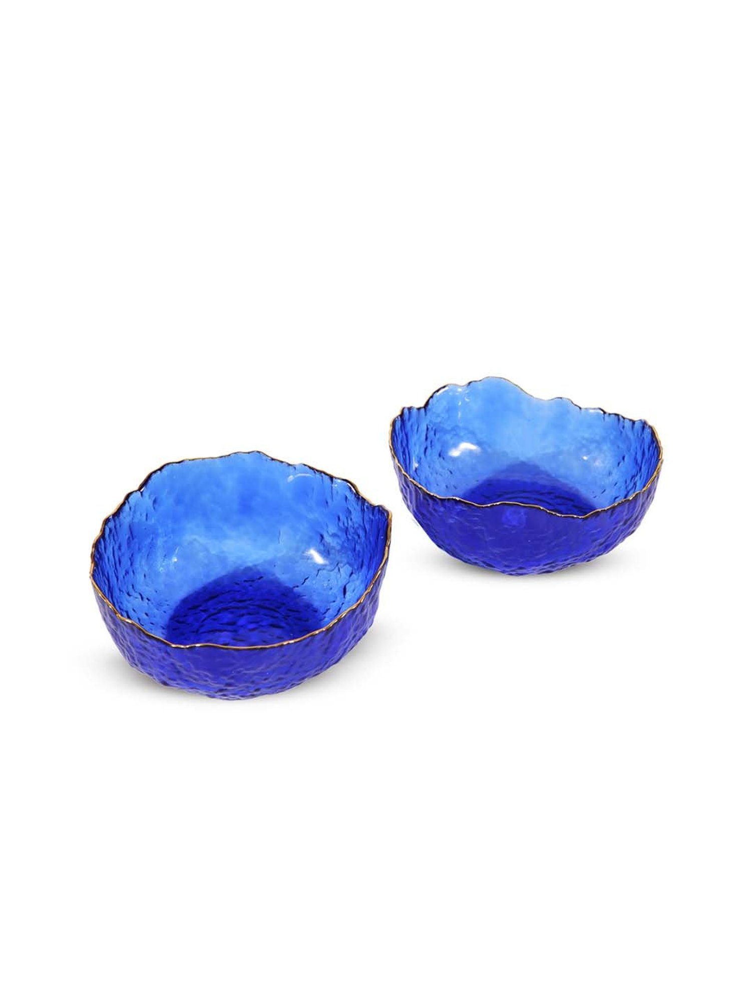 Devnow Getsby Cobalt Blue Golden Rim Bowls (300 ml) - Set of 2