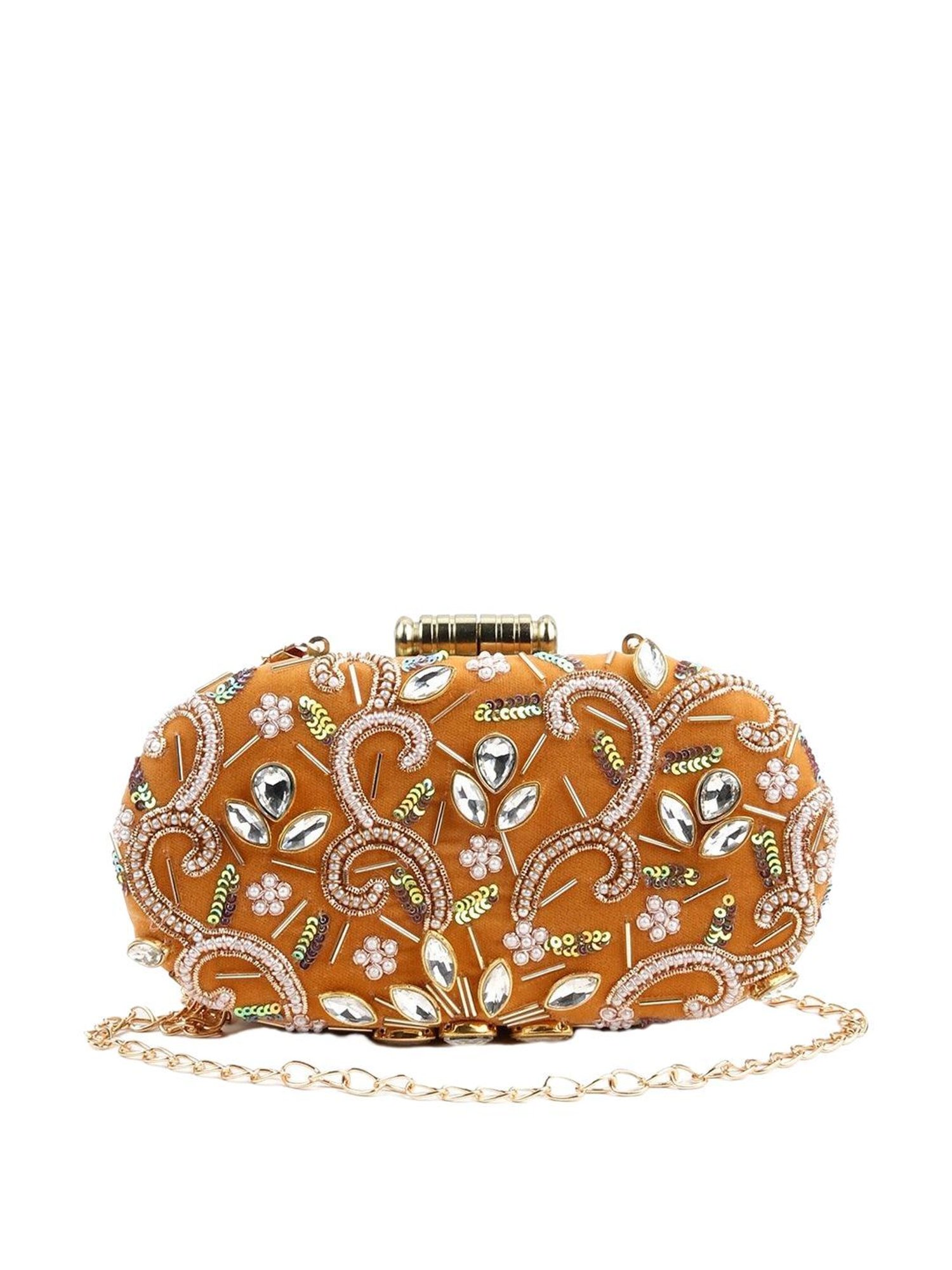Odette Yellow Embellished Sling Handbag