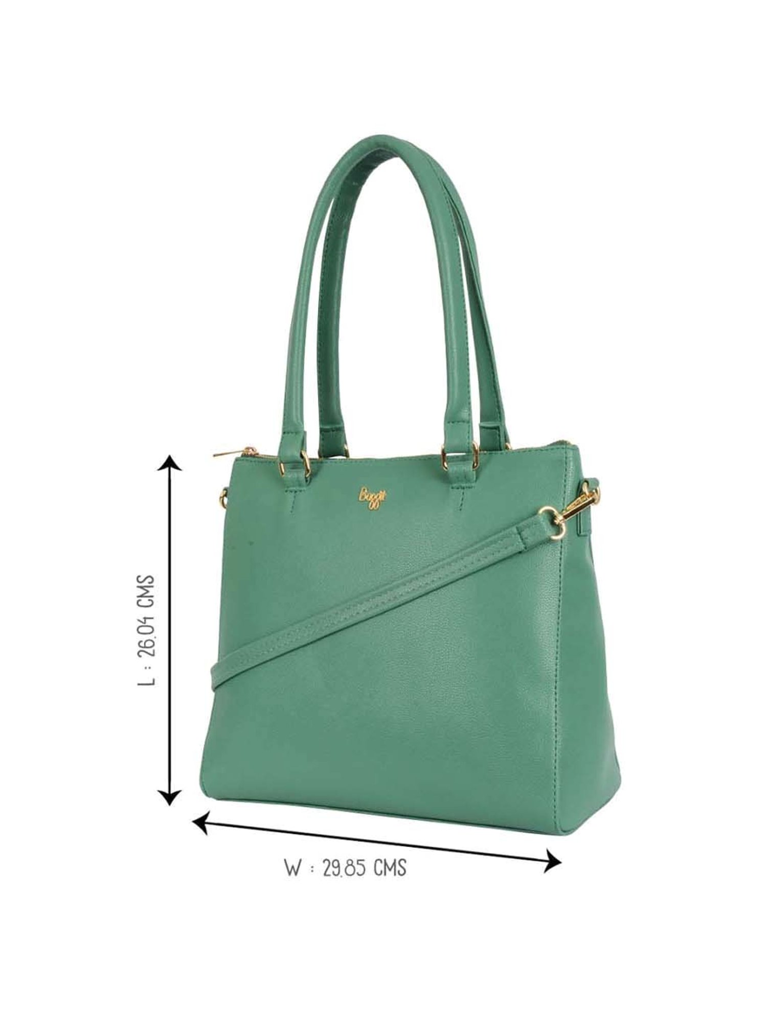 Baggit Green Solid Medium Tote Handbag