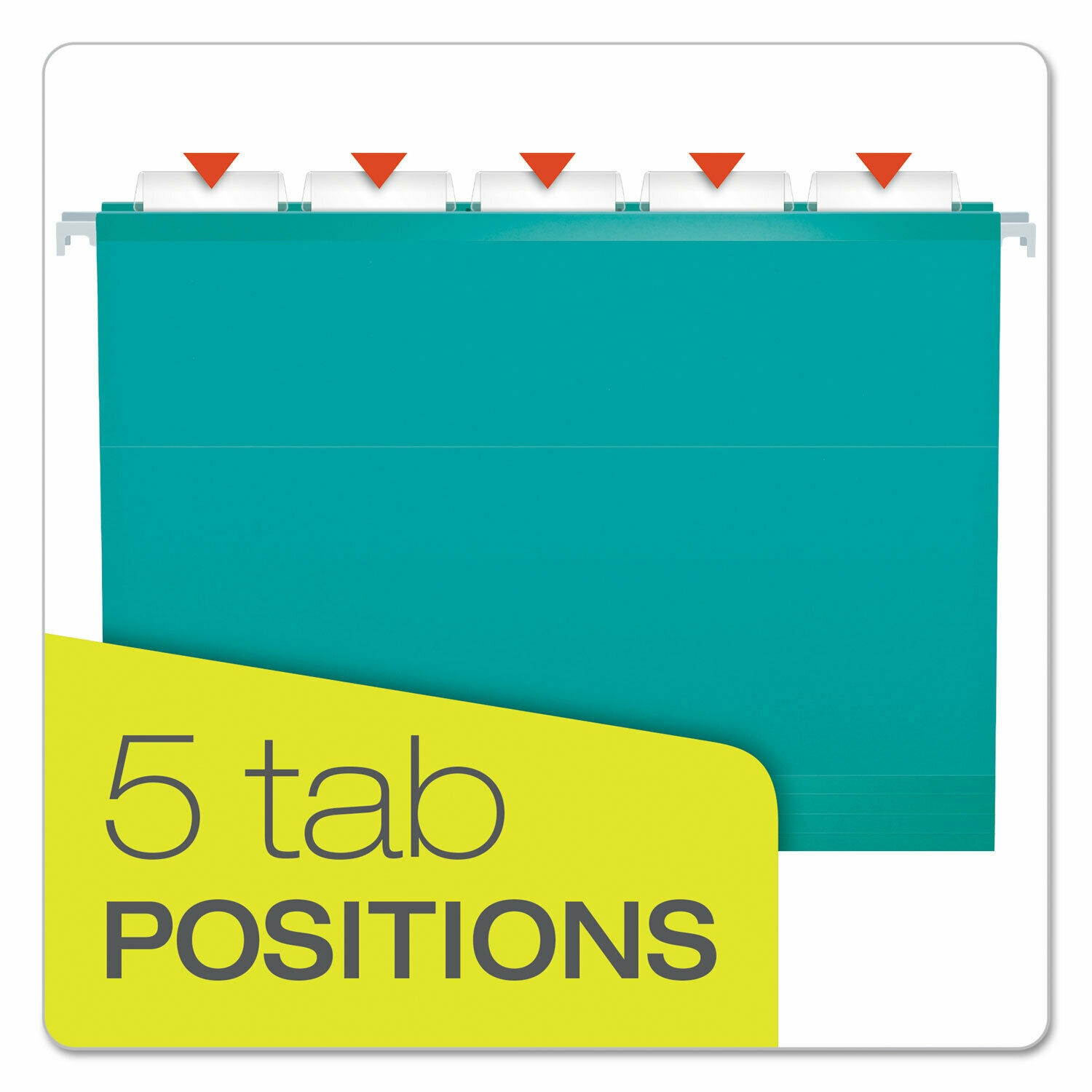 Pendaflex Reinforced Hanging Folders 1/5 Tab Letter Aqua 25/Box 415215AQU