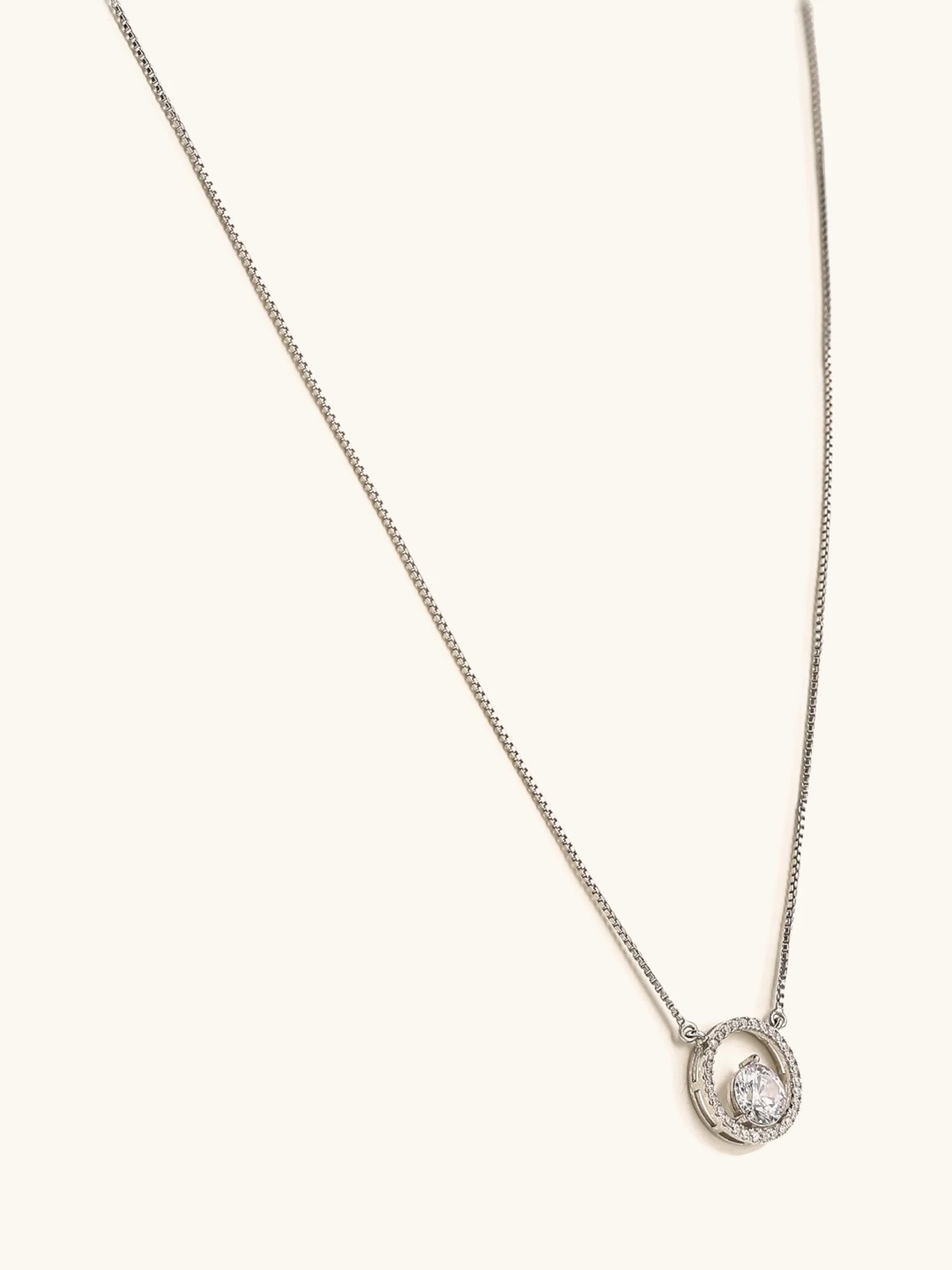 Mabel 92.5 Sterling Silver Rhodium-Plated Studded Solitaire Eye Necklace