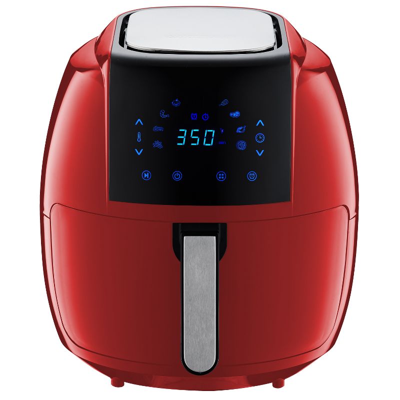 GoWISE USA GW22945 1700 Watt 7 Quart 8-in-1 Programmable Digital Air Fryer with Recipe Book, Chilli Red