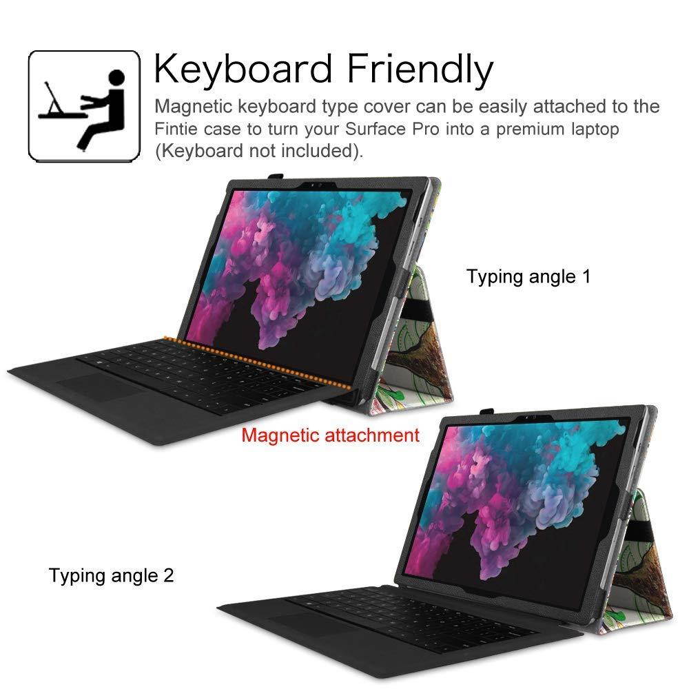 Fintie Surface Pro 6 Case - Premium Vegan Leather Folio Stand Cover with Stylus Holder, Compatible with Microsoft Surface Pro (5th Gen) / Pro 4 / Pro 3 and Type Cover Keyboard (Love Tree)
