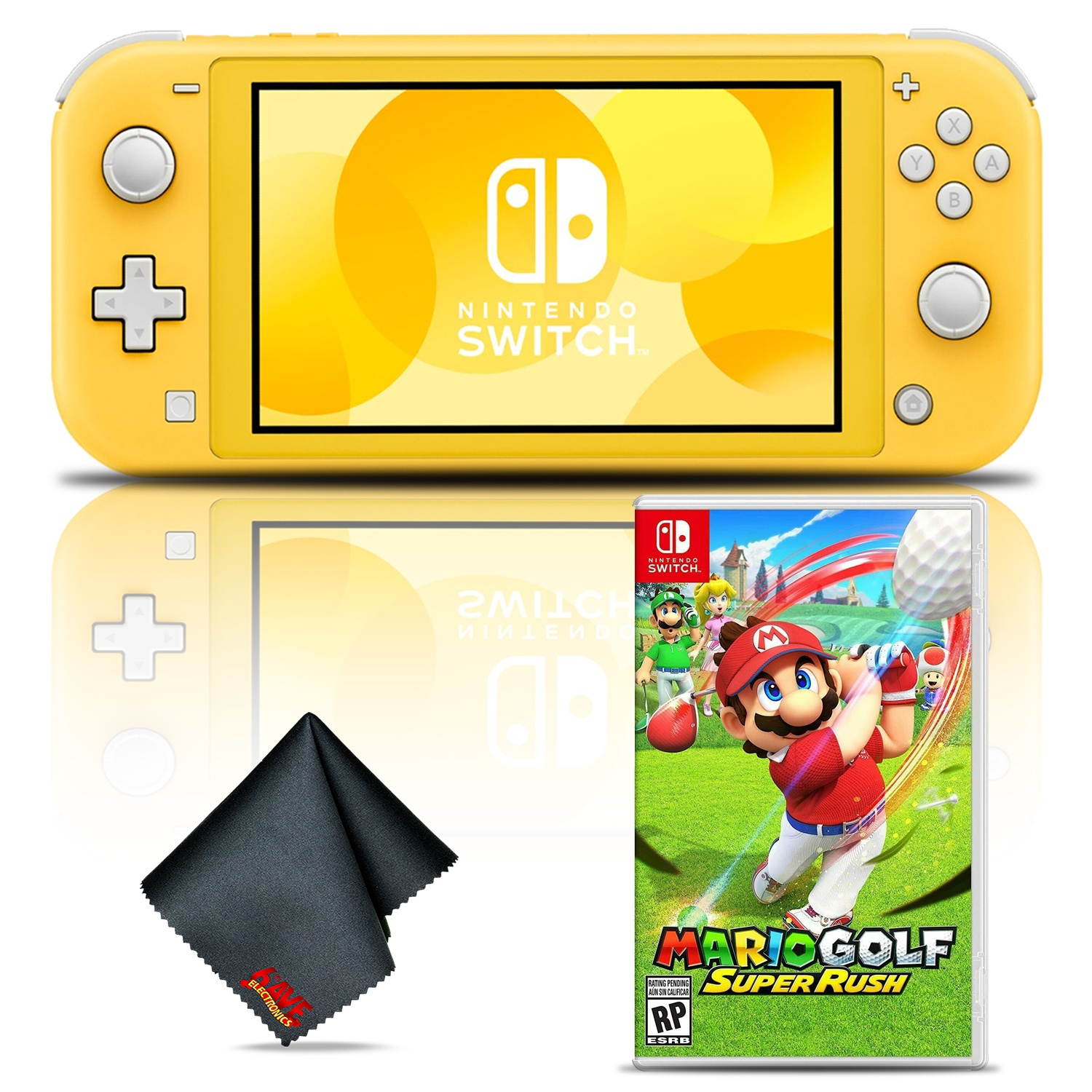 Nintendo Switch Lite (Yellow) Gaming Console Bundle with Mario Golf: Super Rush