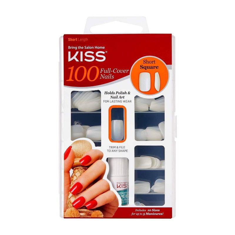 Kiss Full Cover Nails - Short Square 100ct