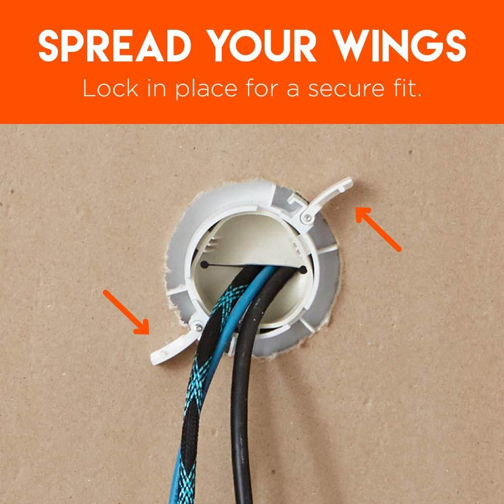 Echogear in-Wall Cable Management Kit - Cable Hider Conceals Low Voltage Cords - Includes 2 Pass Through Grommets, Locking Brackets, and Hole Saw Drill Attachment