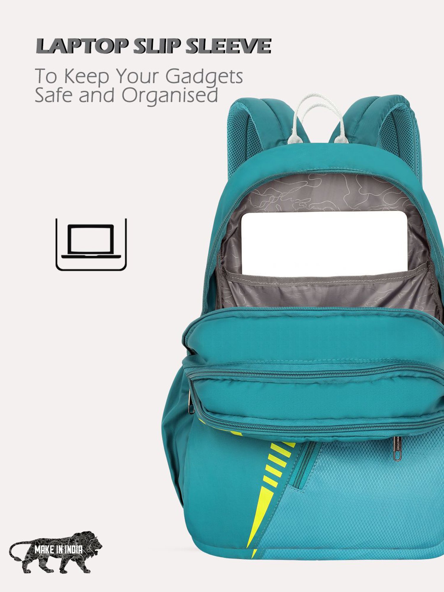 Lavie Sport Tribal 37L College Bag For Boys & Girls|Backpack For Men & Women (Teal)