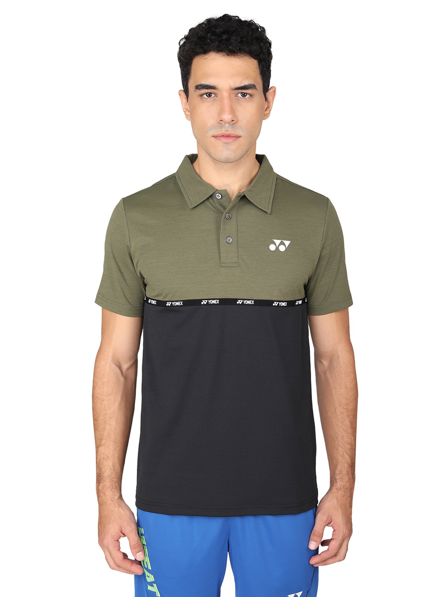 Yonex Olive & Black Regular Fit Badminton Polo T-Shirt