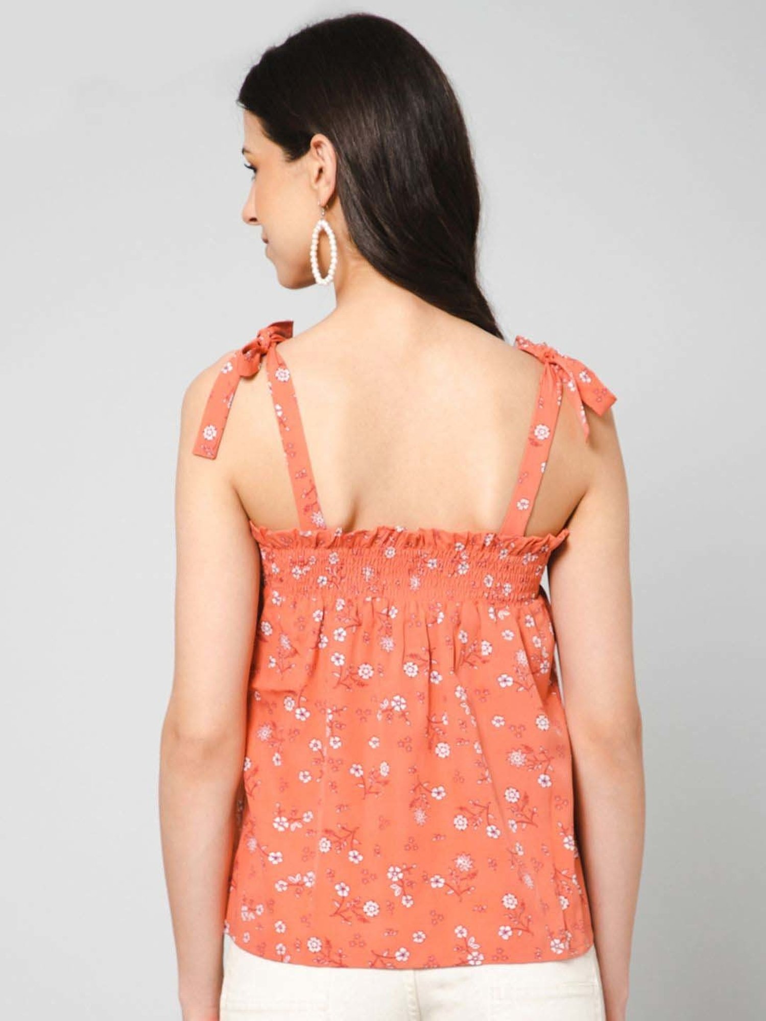 PURYS Orange Printed Top