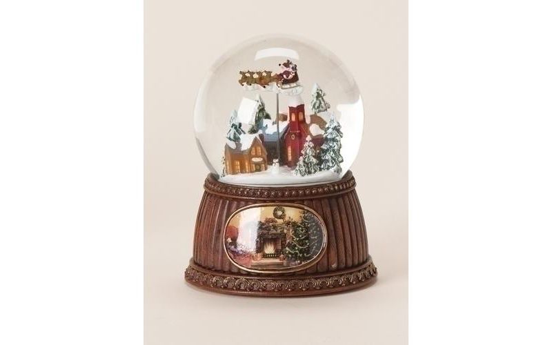 Roman 4.75" Musical Rotating Village Scene with Santa Claus Christmas Glitterdome