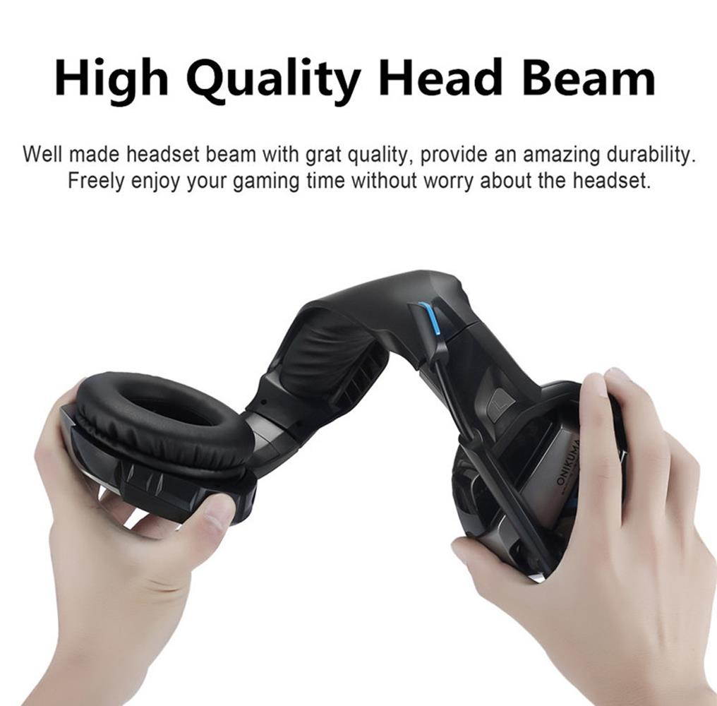 ONIKUMA K5 Best Gaming Headset Gamer Deep Bass Gaming Headphones for Computer PC PS4 Laptop Notebook with Microphone LED - Black & Blue