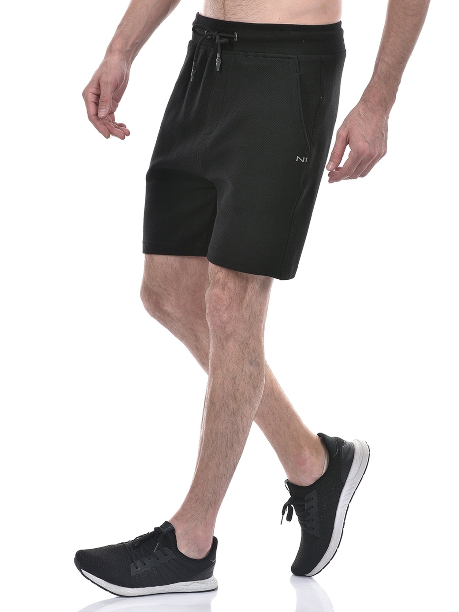 Numero Uno Black Regular Fit Sports Shorts