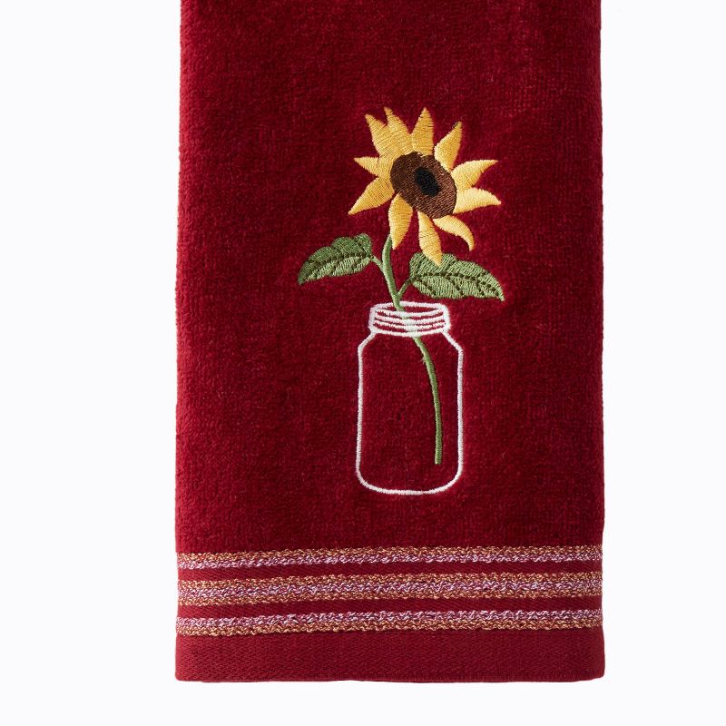 2pc Sunflower in Jar Hand Towel Set Burgundy - SKL Home