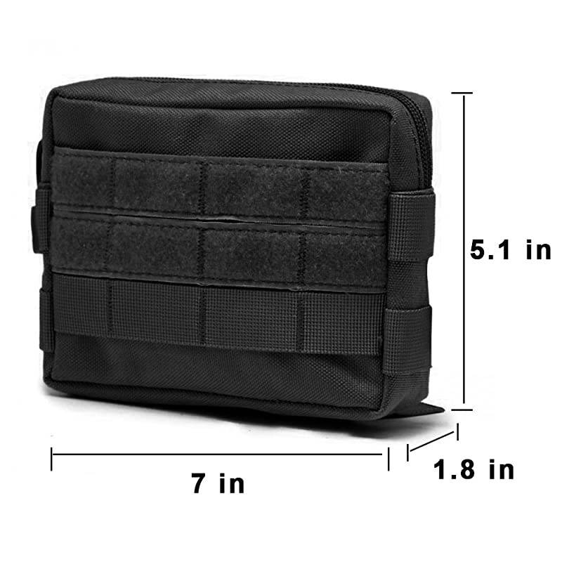 Molle Pouches Tactical Admin Pouch Compact EDC Utility Gadget Gear Pouch Military Carry Accessory Belt Hanging Waist Bag 2 PackBlack7quotL 51quotH