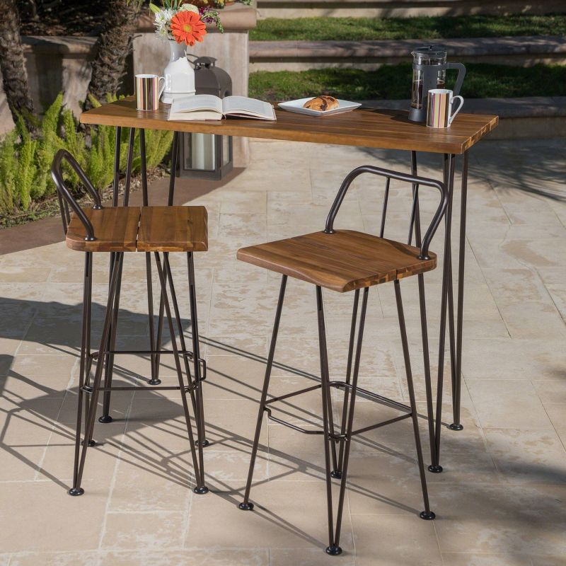 Toranto 3pc All-Weather Wicker Bar Island Set - Brown - Christopher Knight Home