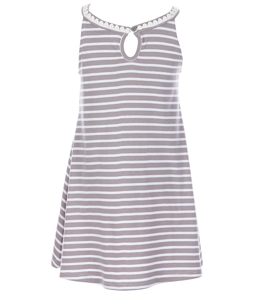 Rare Editions Little Girls 2T-6X Short-Sleeve Shrug & Lace-Yoke Striped Shift Dress Set