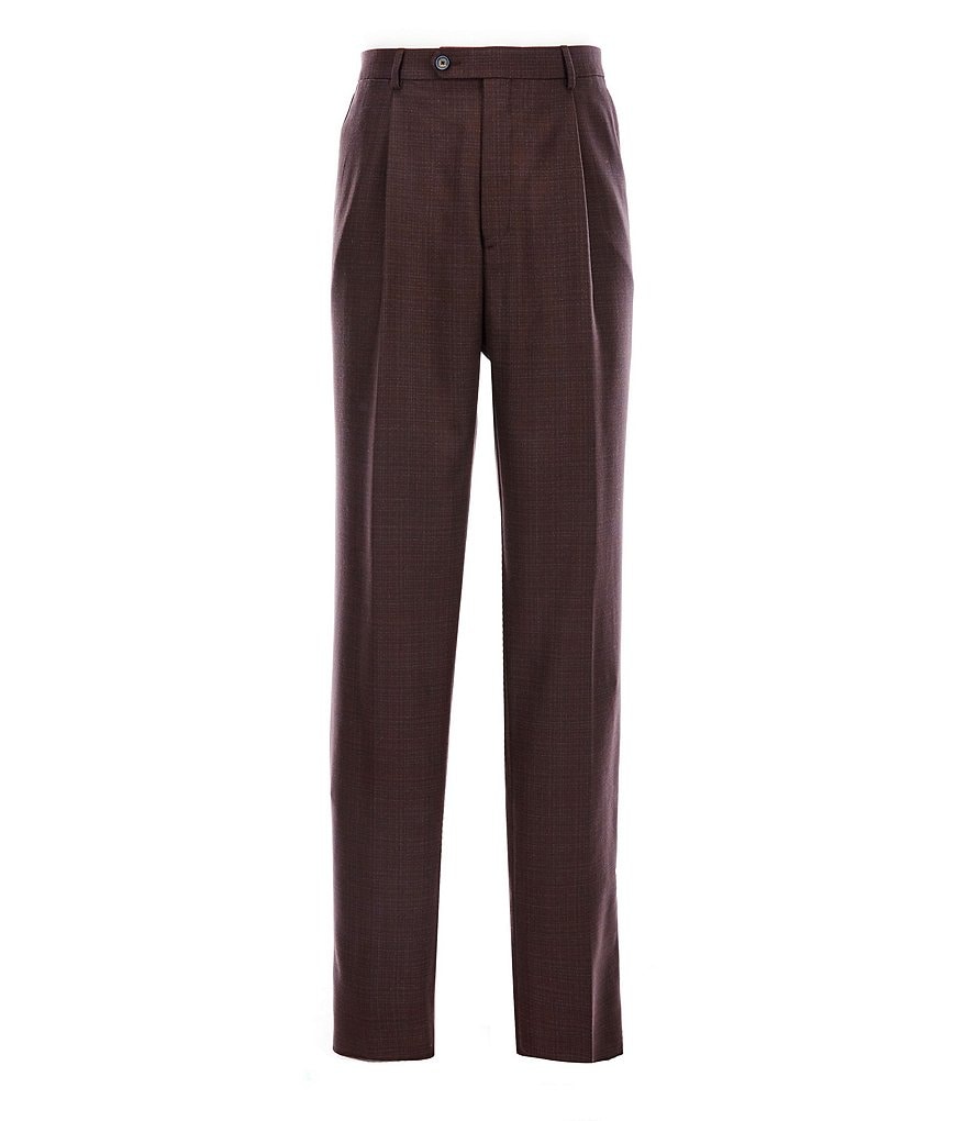 Hart Schaffner Marx Tailored Classic Fit Pleated Solid Wool Dress Pants