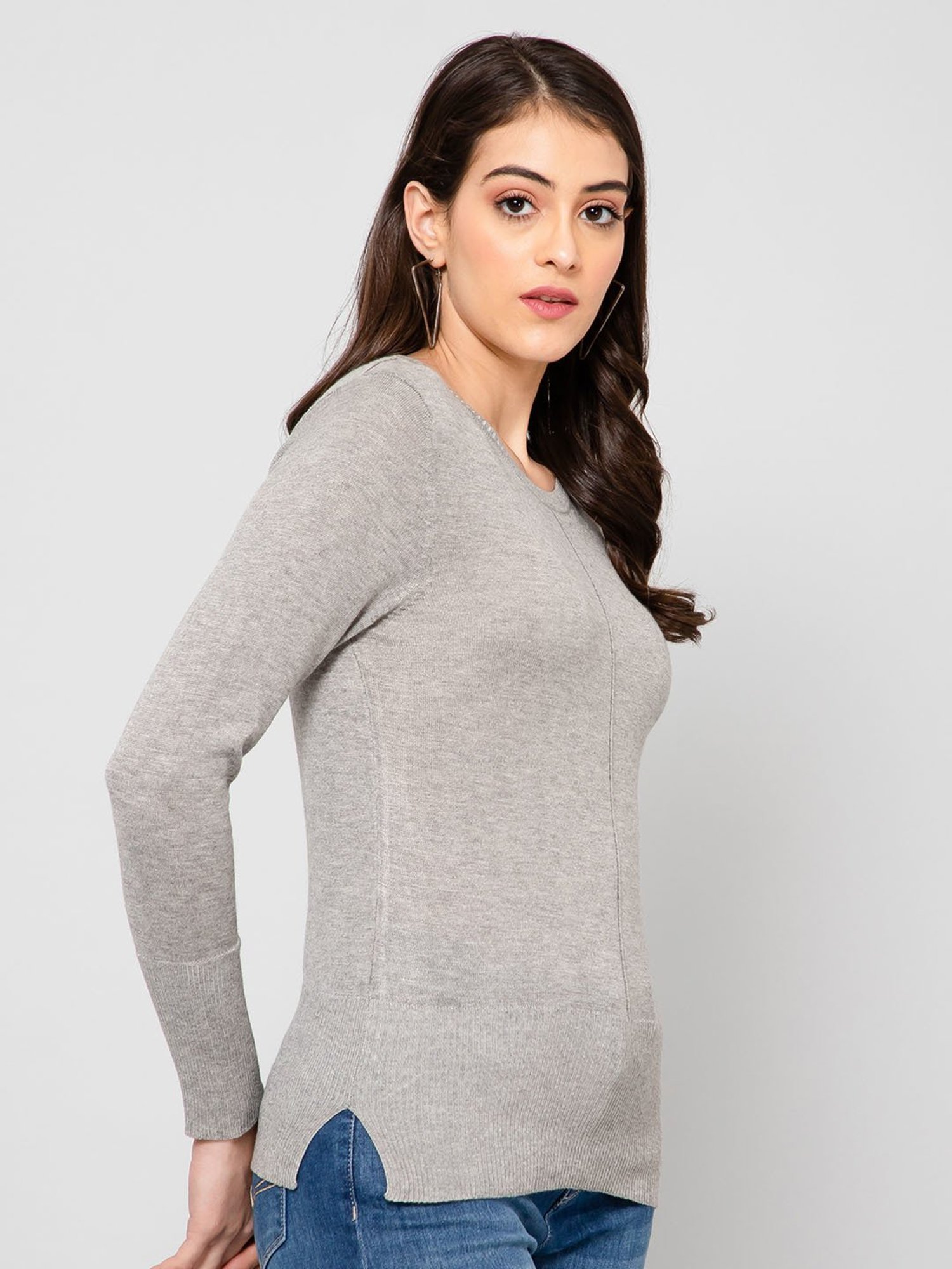 Crozo By Cantabil Grey Wool Pullover