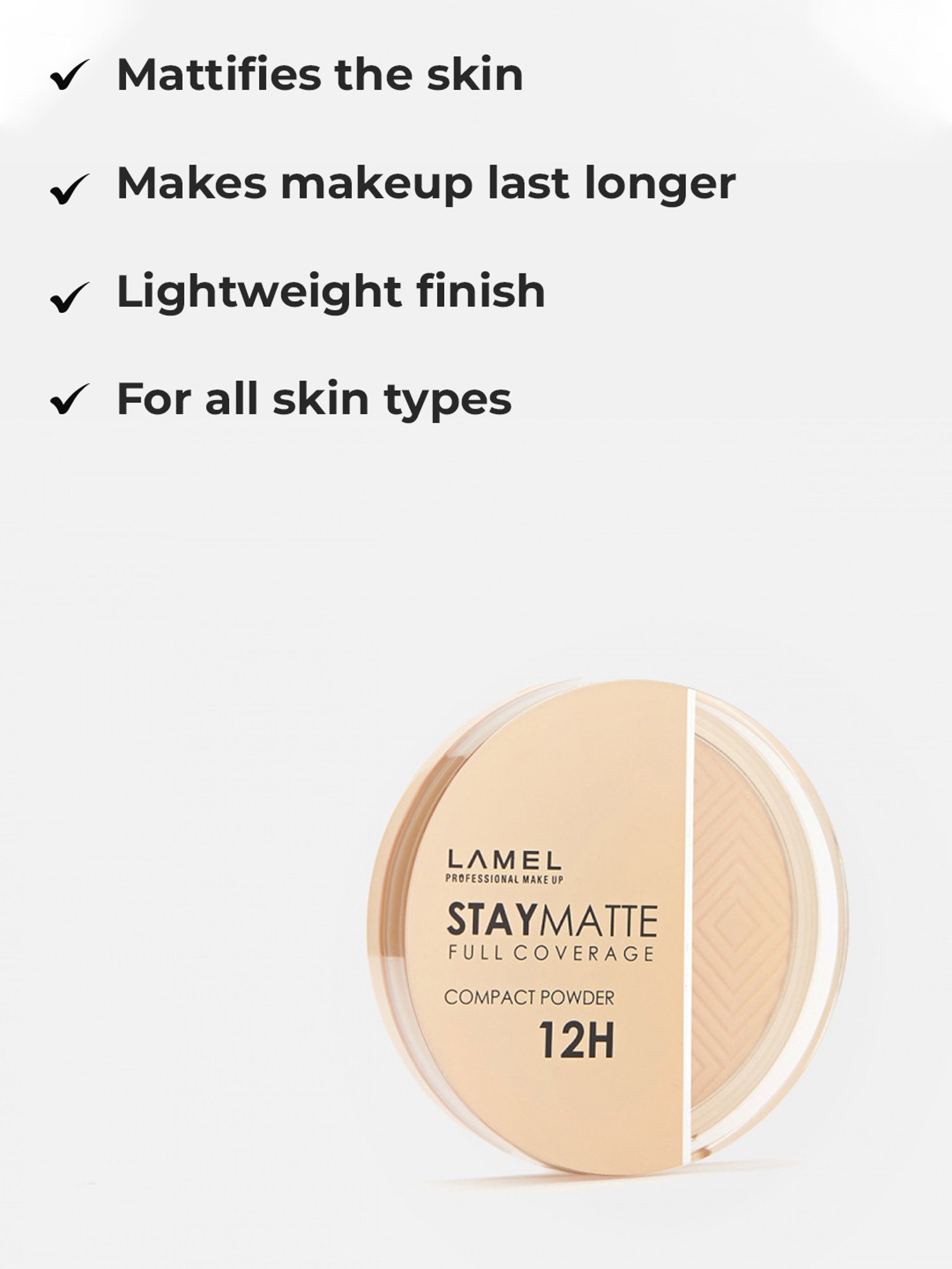 Lamel Stay Matte Compact Powder 401 Porcelain - 12 gm