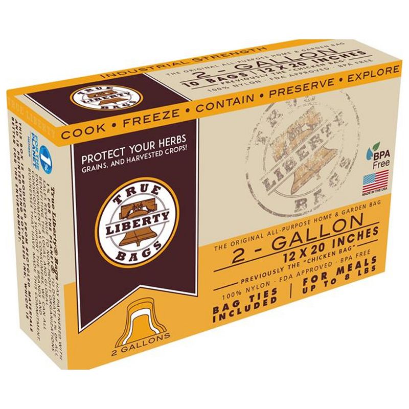 True Liberty Bags 2 Gallon Heavy Duty Home & Garden Food Chicken Freezer/Oven Safe Nylon Storage Bags, 25 Pack