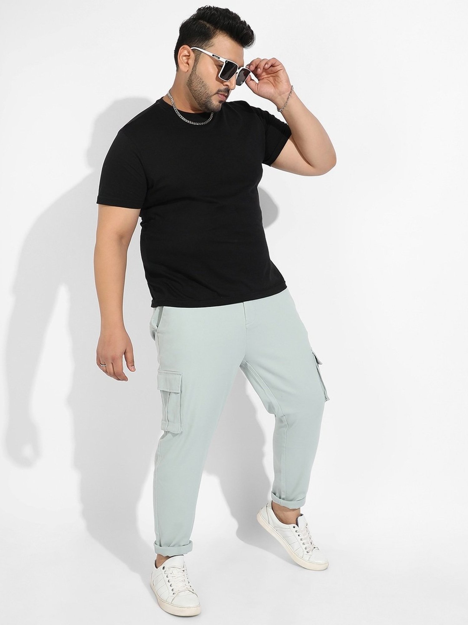 Instafab Plus Green Regular fit Plus Size Cargos