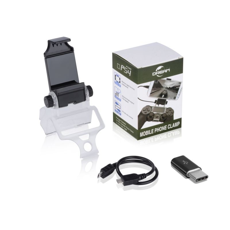 180 Degree Rotation Gaming Mount Stand for Sony Playstation 4/PS4 Slim/PS4 Pro/Android Samsung Galaxy S9 S8 Note 9 8 Moto LG with OTG Cable Fits Max 6 inch PS4 Controller Phone Holder