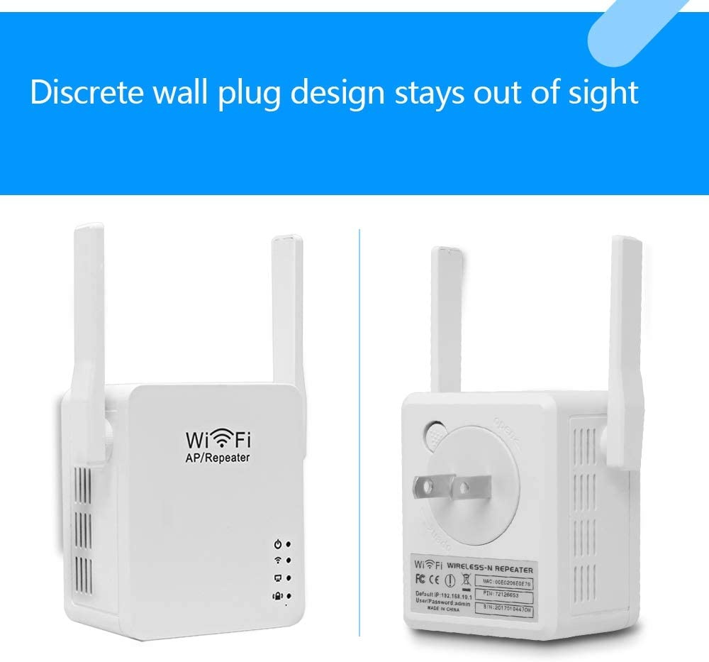 JODELA 300M Wireless WiFi Repeater Network Wireless Router AP Repeater USB Charger Signal Booster Amplifier Access Point WiFi Range Extender with Dual External Antenna for Home Use