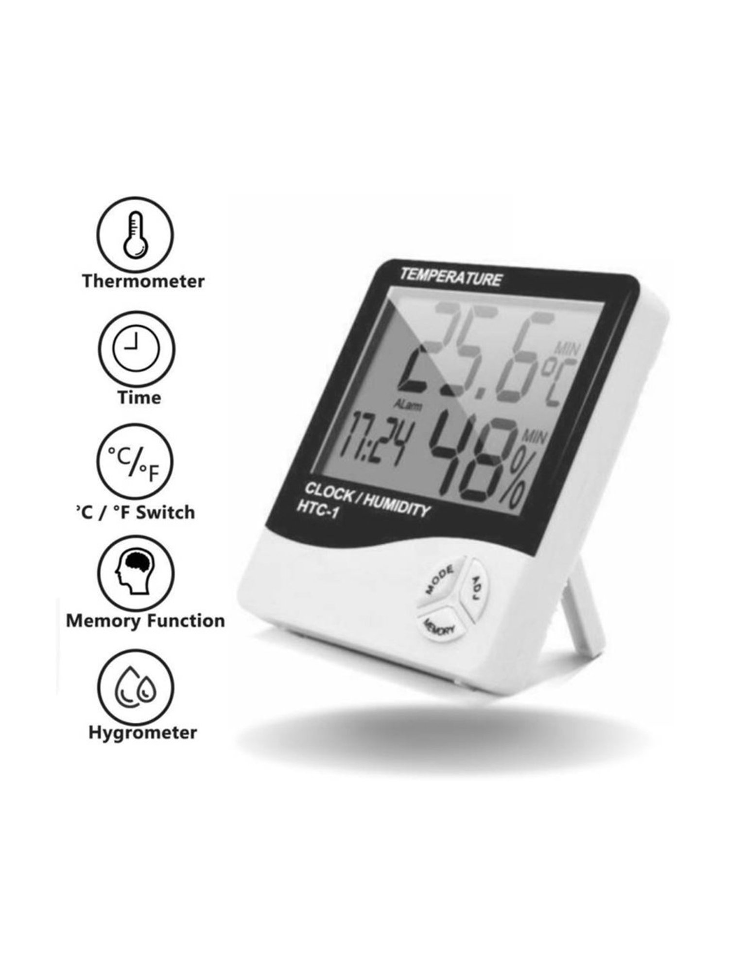 MCP HTC-1 Digital Room Thermometer (Black/White)