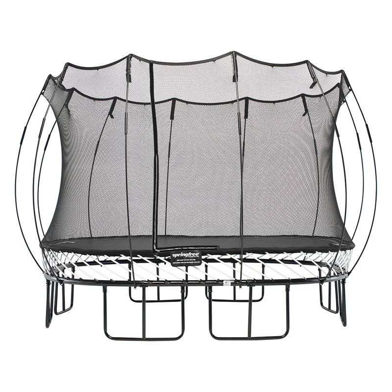 Springfree Trampoline S113 Kids Large Square 11 Foot Trampoline w/ Safety Enclosure Net and SoftEdge Jump Bounce Mat for Outdoor Backyard Bouncing