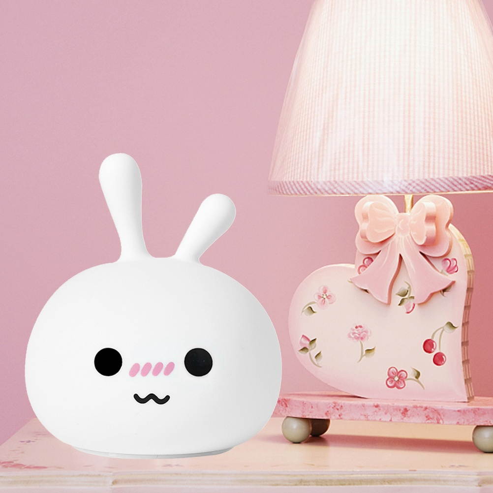 Silicone Kids Night Light Cartoon Bunny Portable Bedside Lamp 3 Modes Rechargeable Table Light