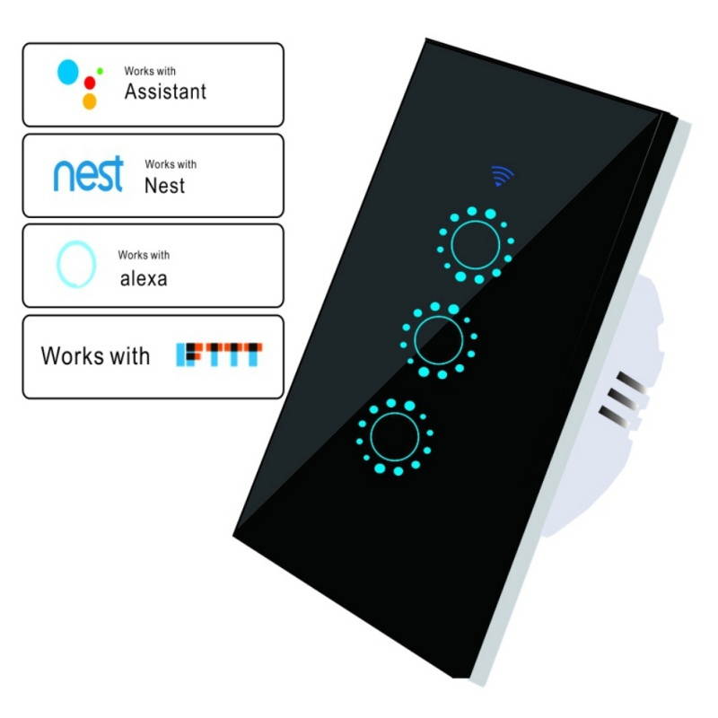 Smart WiFi Light Switch Remote Alexa Google Home IFTTT Voice Control Smart Life US 2 GANG Smart Light Switch WiFi In-Wall