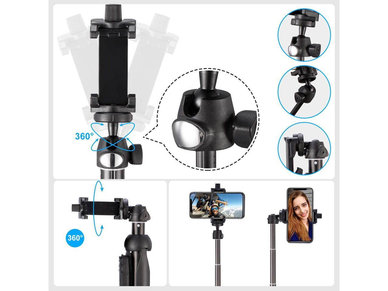 Selfie Stick Tripod,40 Inch Extendable Selfie Stick Tripod with Wireless Remote Control,Compatible with iPhone 6 7 8 X Plus, Samsung Galaxy S9 Note8