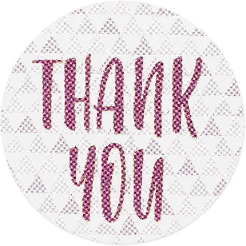 Pipilo Press 1000-Pack Pink Thank You Stickers Roll, Assorted Geometric Designs (1.5 Inches)