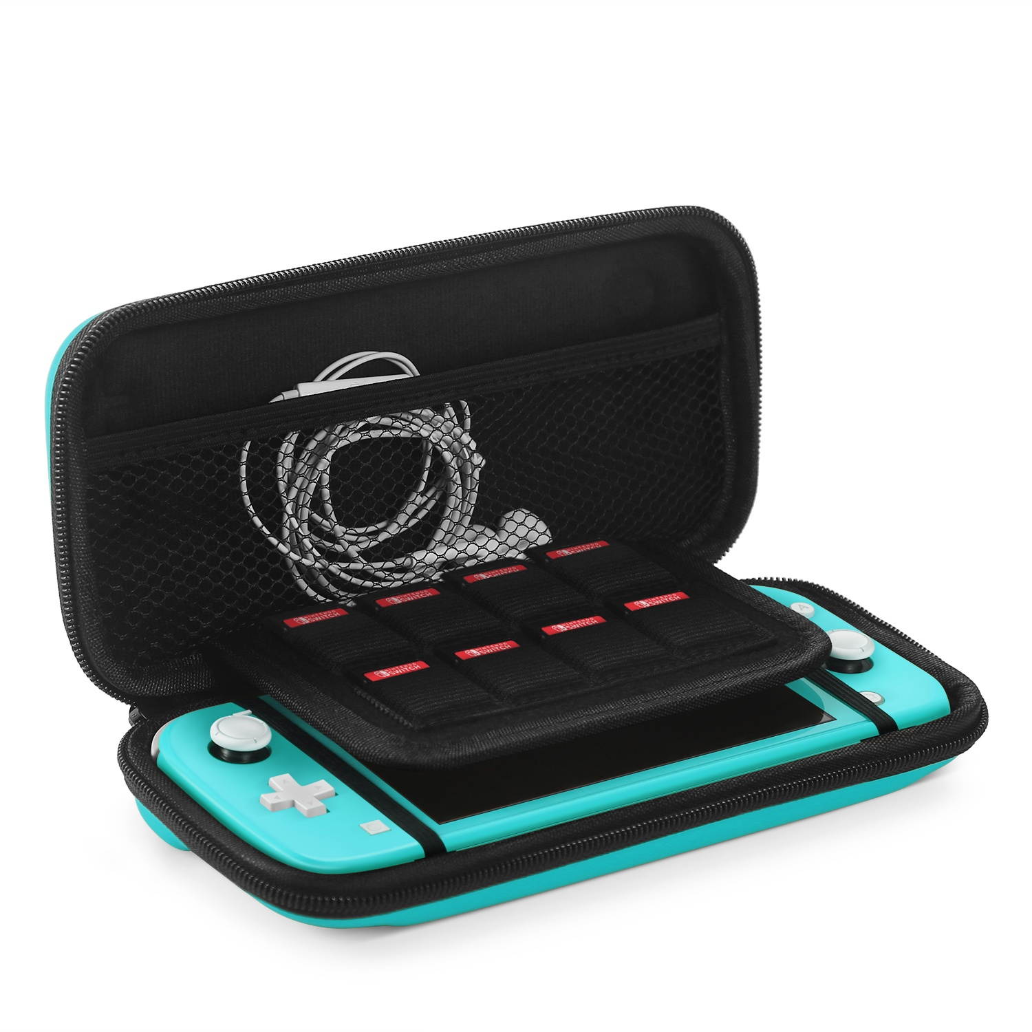 Nintendo Switch Lite Travel Case Portable Travel Carry Hard Shell EVA Material Pouch Deluxe Cover w/ Strap Handle for Switch Lite Console, 8 Game Card Holder, Joystick Pressure Relief (Blue)