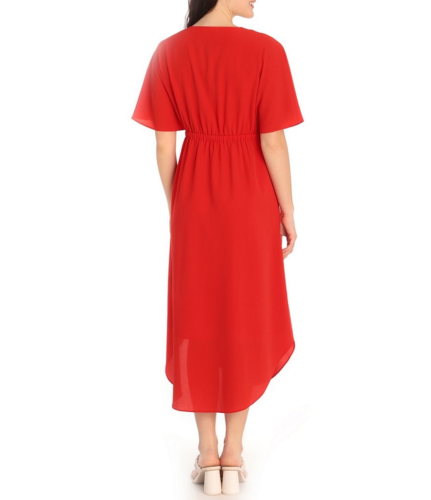 Maggy London Kimono Short Sleeve Crepe Midi Dress