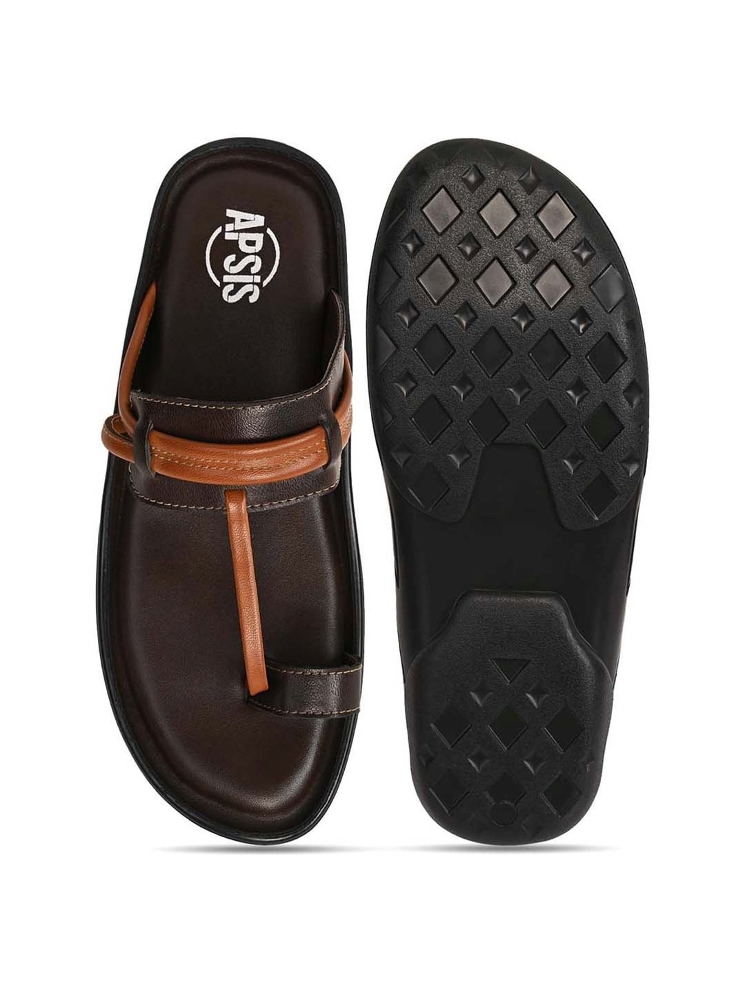 Apsis Men's Brown Toe Ring Sandals