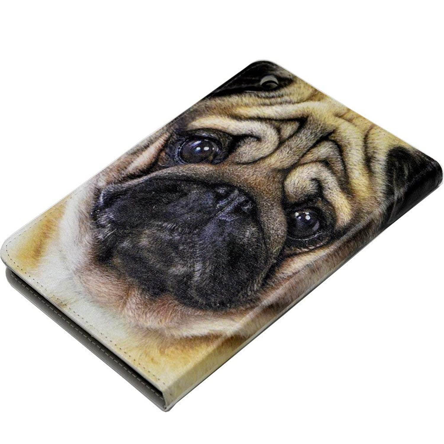 iPad Mini 5 Case 2019,Cute Pug Dog Face Pattern Leather Flip Stand Case Cover for Apple iPad Mini 5th Gen,iPad Mini 4 7.9-inch