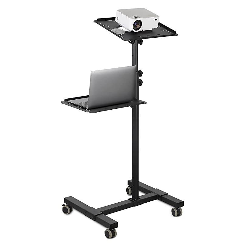 Mobile Projector Stand Rolling Height Adjustable Laptop and Projector Presentation Cart and Trolley Black