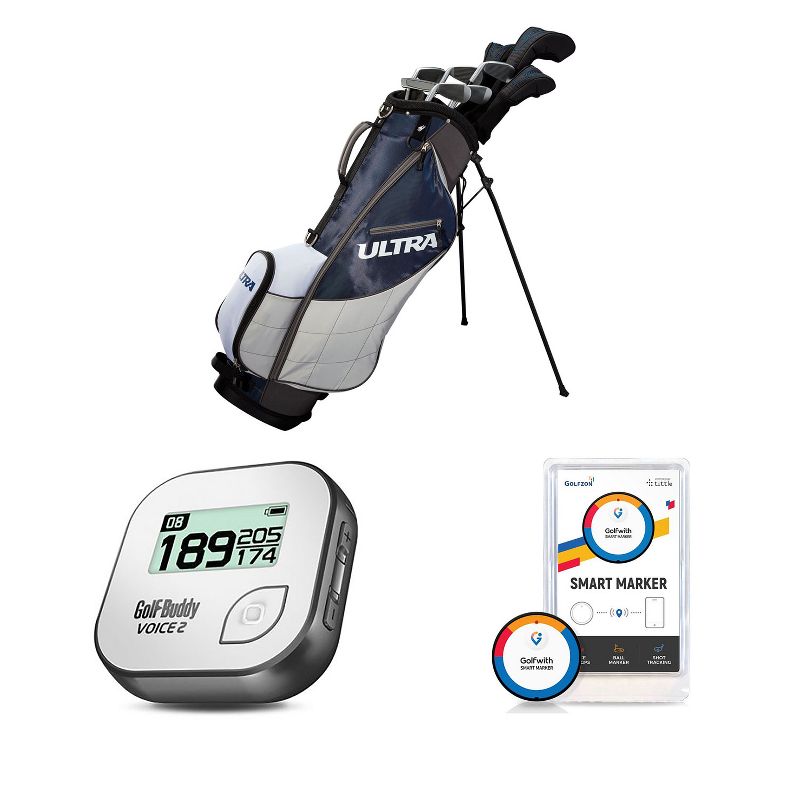 Wilson Men's Golf Clubs + Golf Buddy GPS Range Finder + Golfwith Smart Marker