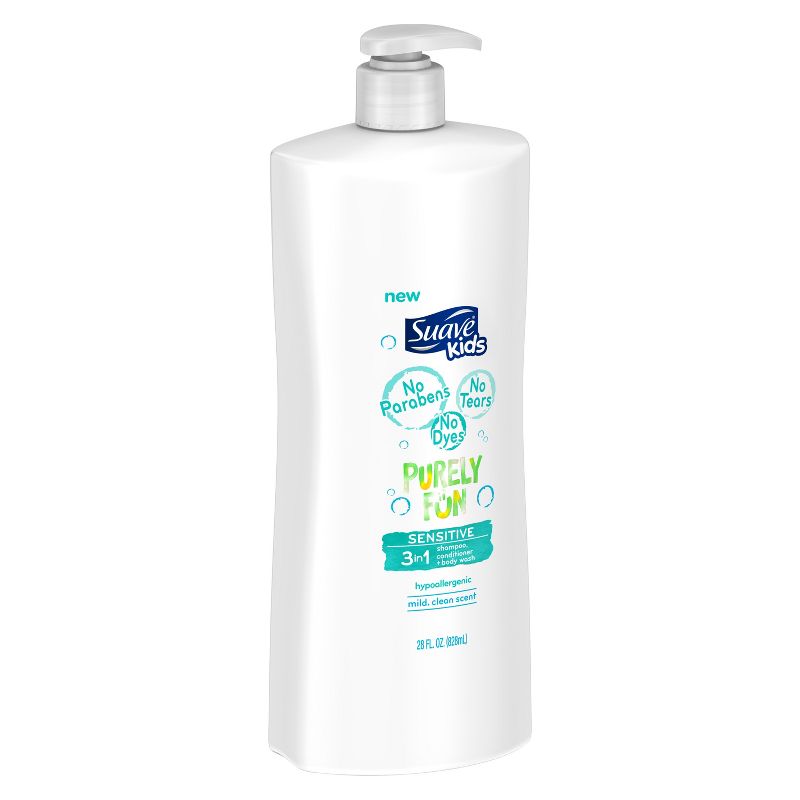 Suave Kids Purely Fun Sensitive 3-in-1 Shampoo + Conditioner + Body Wash - 28 fl oz