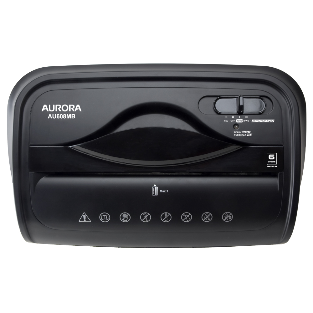 Aurora AU608MB High-Security 6-Sheet Micro-Cut Paper Credit Card Shredder with 3.5-gallon Wastebasket, 4-Minute Continuous Running Time, Security Level P-4