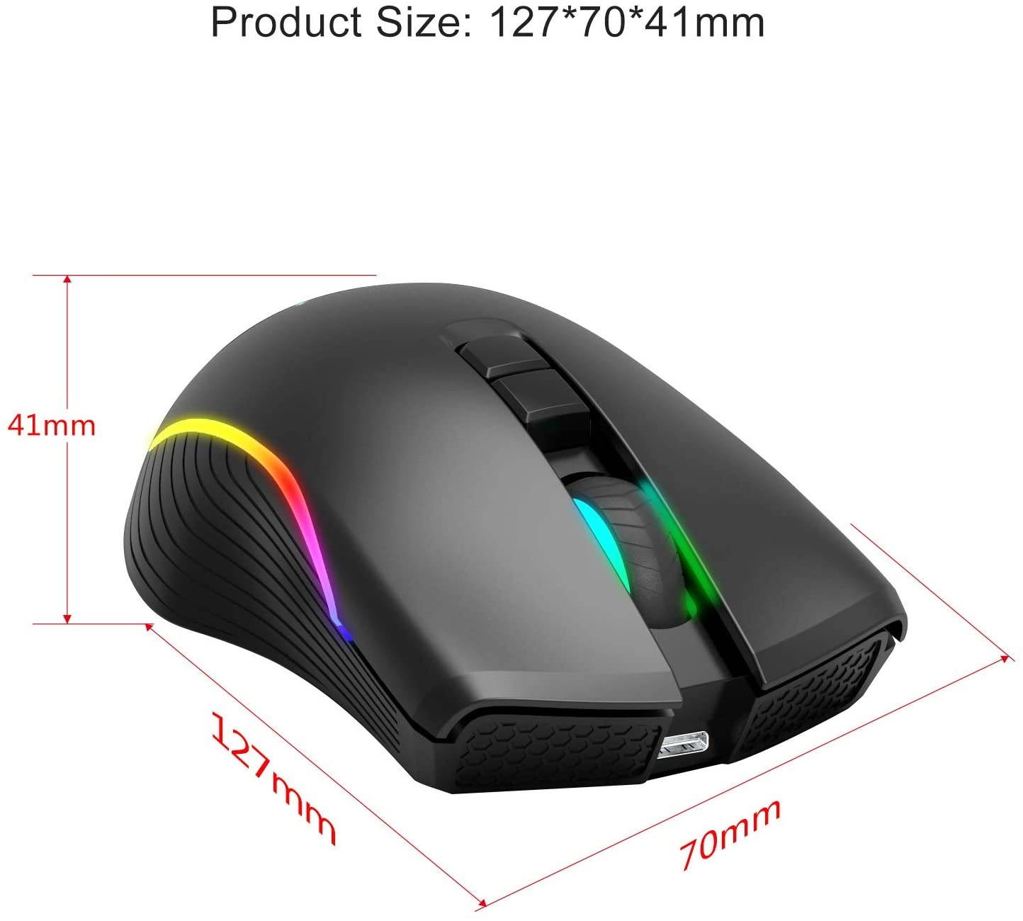 Type C Fast Charging Mice2.4Ghz Wireless Gaming Mouse with RGB Backlight- Black