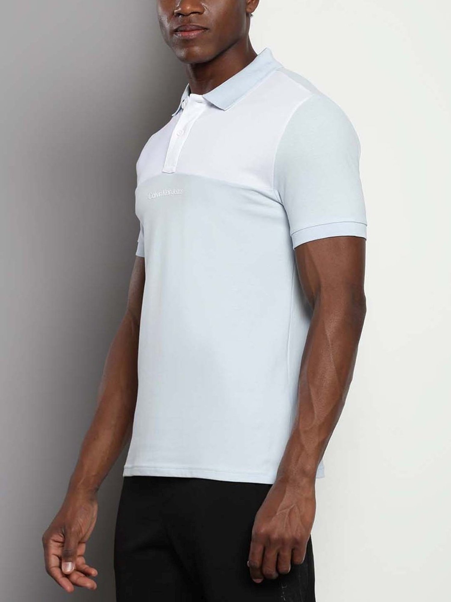 Calvin Klein Keepsake Blue Cotton Slim Fit Colour Block Polo T-Shirt