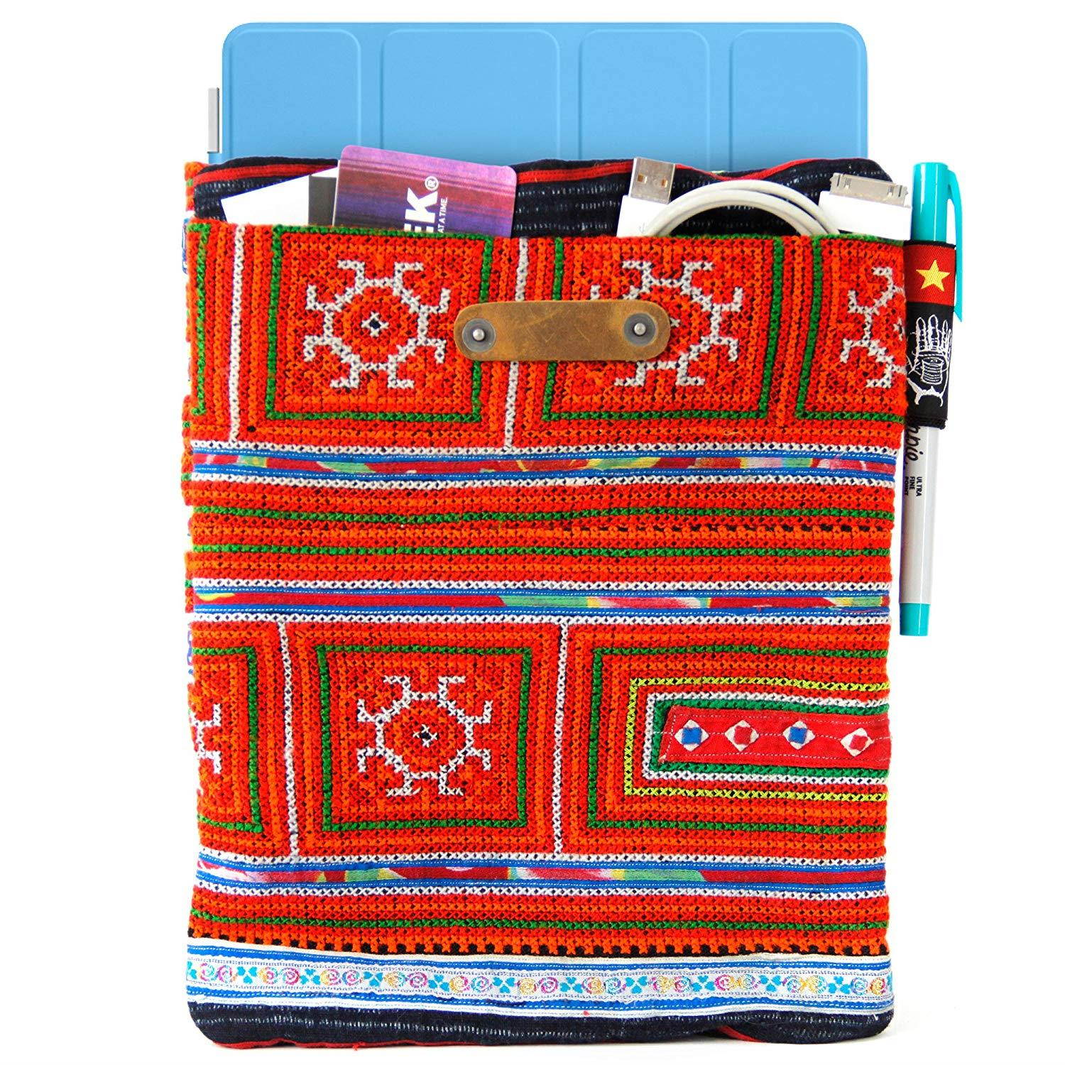 Ethnotek iPad Sleeve/iPad Cover for iPad 2, iPad Air and Similar Sized Tablets, Decorated with Hand-Crafted Fabric from Traditional Weavers (Vietnam 6)